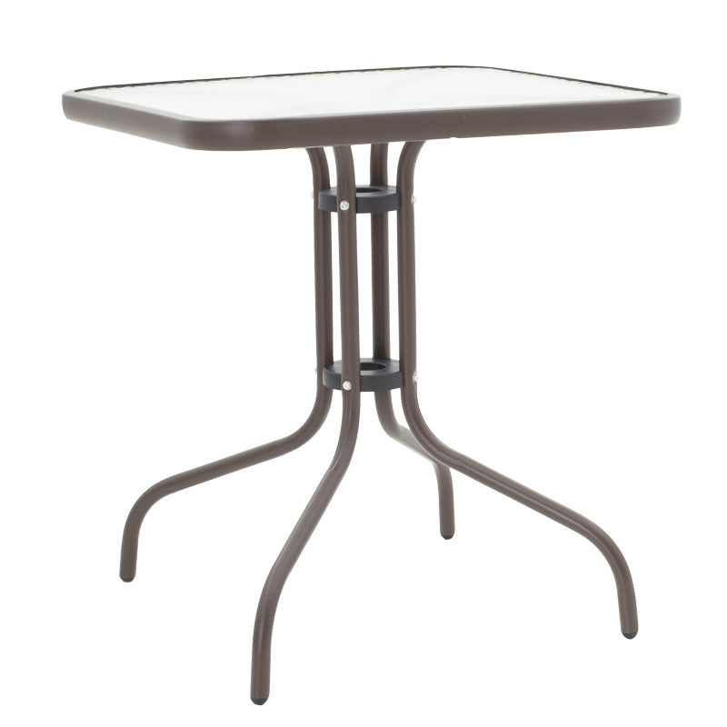 Masa de dining Watson-Sussie metal maro-sticla, 70x70x70 cm, foto produs