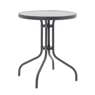 Masa de dining Watson-Sussie set de 3 piese din metal sticlat, antracit, D60x70 cm, foto produs