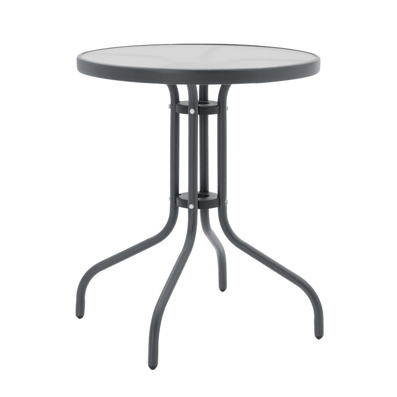 Masa de dining Watson-Sussie set de 3 piese din metal sticlat, antracit, D60x70 cm, foto produs