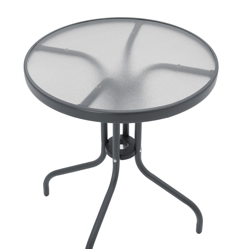 Masa de dining Watson-Sussie set de 3 piese din metal sticlat, antracit, D60x70 cm, foto produs 7