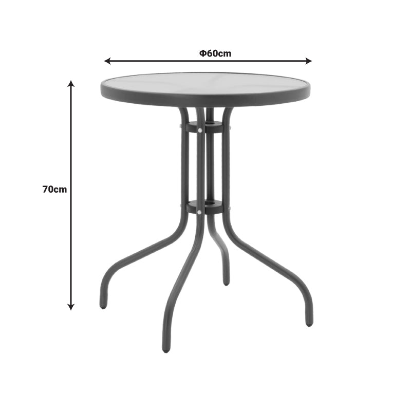 Masa de dining Watson-Sussie set de 3 piese din metal sticlat, antracit, D60x70 cm, foto produs 9