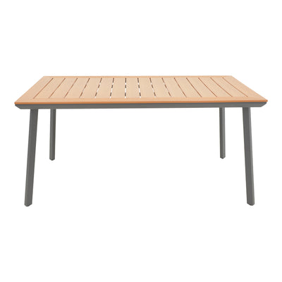 Masa de gradina Griffith aluminiu si placaj, negru si Natural, 160x80x74 cm, detaliu produs