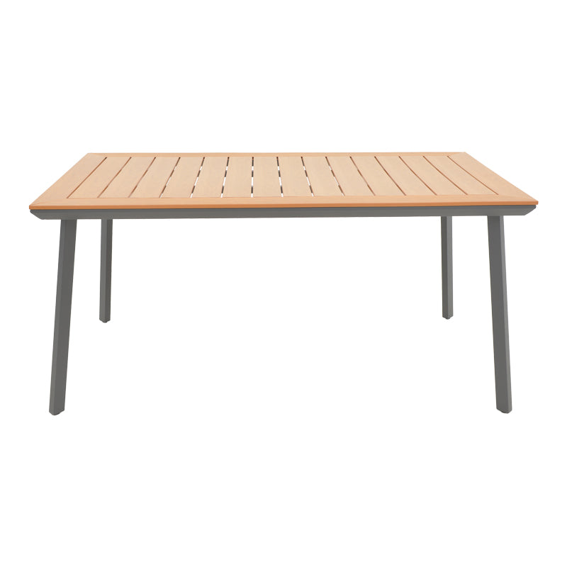 Masa de gradina Griffith aluminiu si placaj, negru si Natural, 160x80x74 cm, detaliu produs
