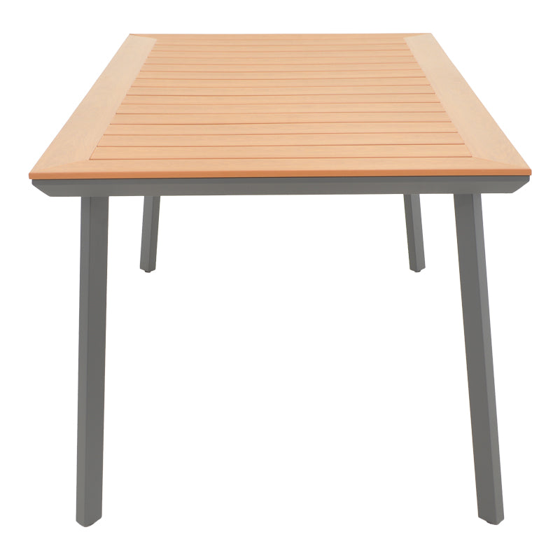 Masa de gradina Griffith aluminiu si placaj, negru si Natural, 160x80x74 cm, perspectiva suplimentara