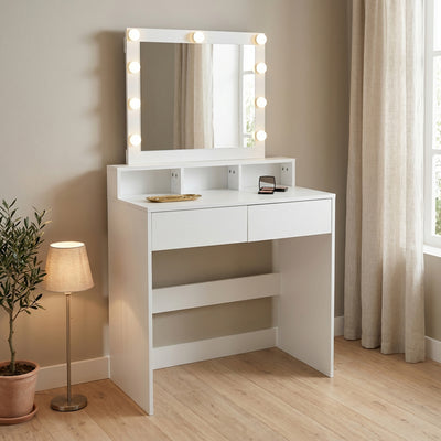 Masa de machiaj Virna, MDF, Alb, 80x40x145 cm
