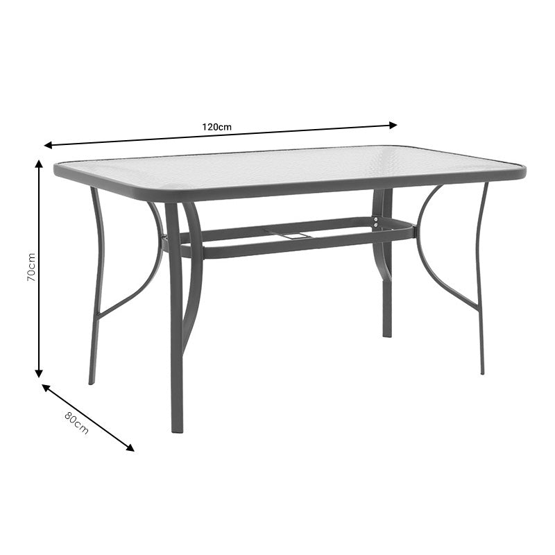 Masa de sufragerie Calan-Ensure set de 7 metal antracit inchis si textil, antracit, 140x80x70 cm