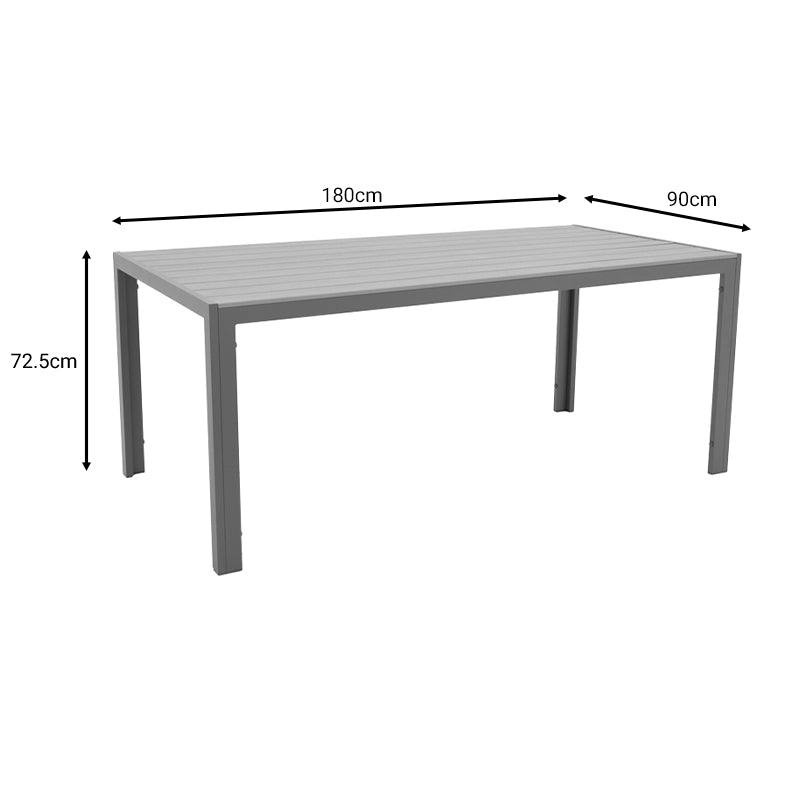 Masa de sufragerie Nares-Azelie set 7 antracit aluminiu si placaj, Natural, 180x90x72 cm, foto produs 9