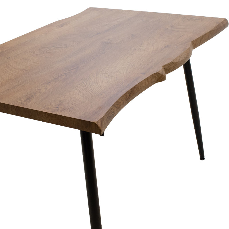 Masa de sufragerie neve MDF nuc - picioare metalice, negre, 120x80x75 cm