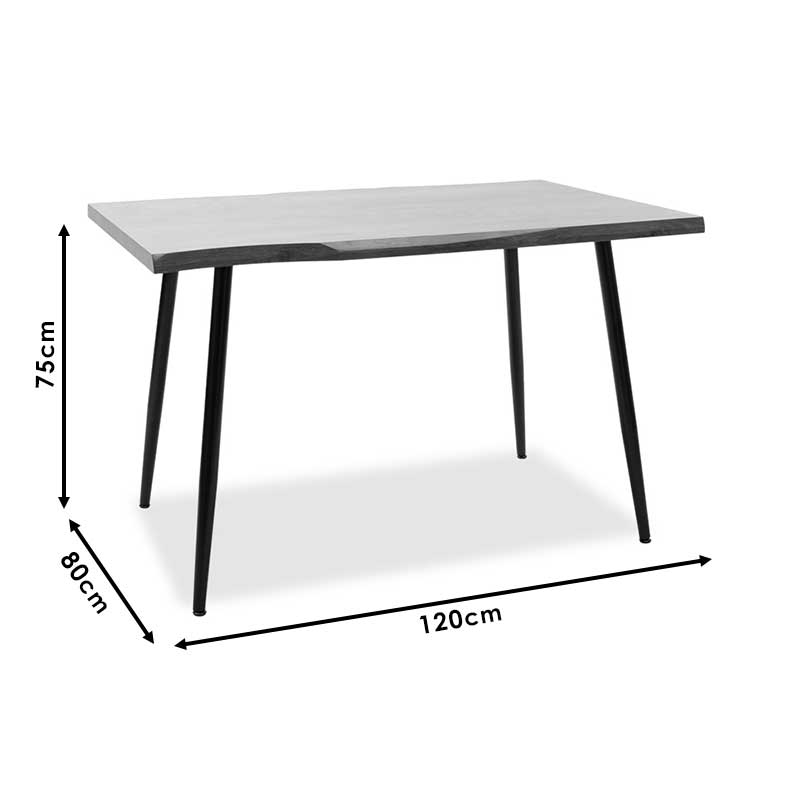 Masa de sufragerie neve MDF nuc - picioare metalice, negre, 120x80x75 cm