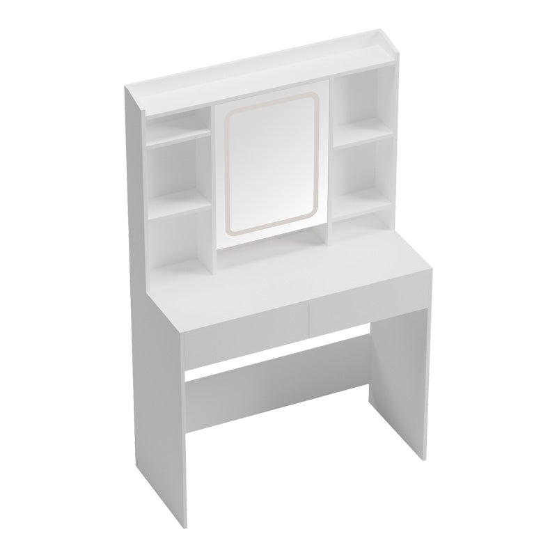 Masa de toaleta cu LED Efilia, Lemn, Alb, 90x40x145 cm