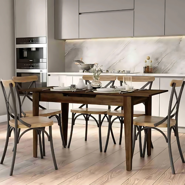 Masă Dining Adore, Design Modern, Extensibilă, 120–150 cm, 120x70x75 cm - maro