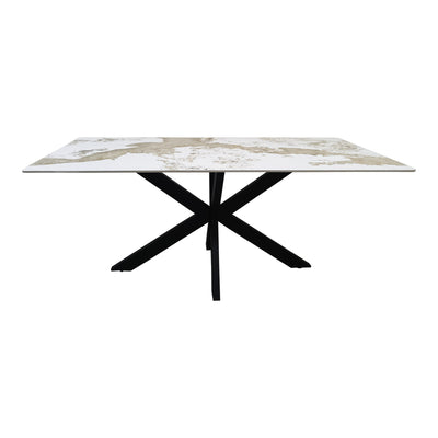 Masa dining Bethan, Aspect marmura, Alb, 180x90x75 cm, imagine ambient