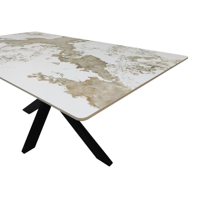 Masa dining Bethan, Aspect marmura, Alb, 180x90x75 cm, detaliu produs