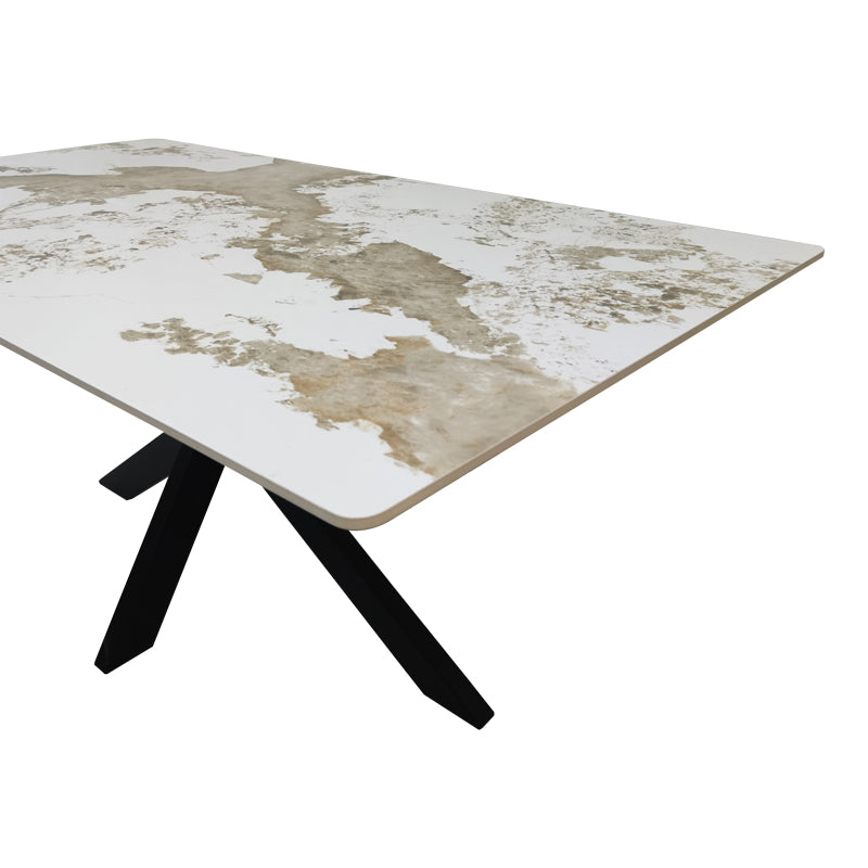 Masa dining Bethan, Aspect marmura, Alb, 180x90x75 cm, detaliu produs