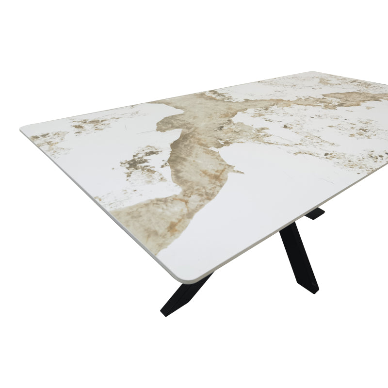 Masa dining Bethan, Aspect marmura, Alb, 180x90x75 cm, imagine produs 4