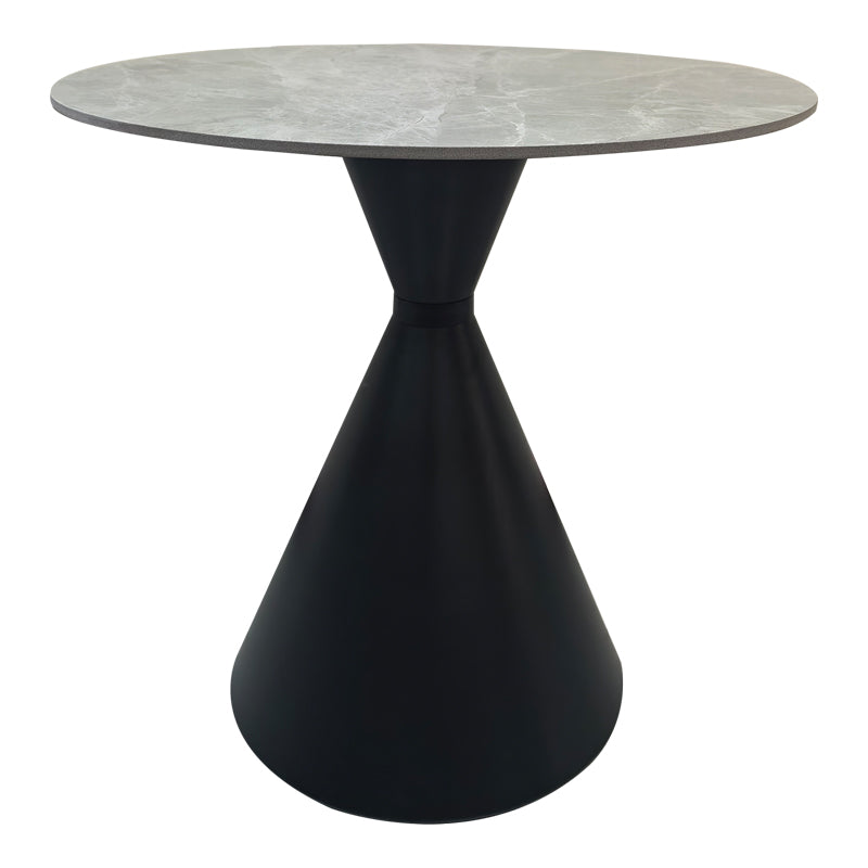 Masa dining Flenada, Piatra sinterizata, Gri marmurat-Negru, D80x76 cm