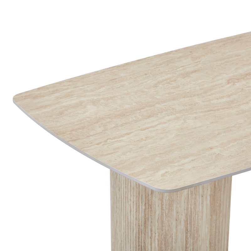 Masa dining Loosir, Aspect travertin, Travertin, 180x90x74 cm, imagine produs 4