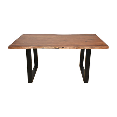 Masă dining Miles, Lemn Masiv de Acacia, Picioare Metalice, Negre, 160x90x76 cm, detaliu produs