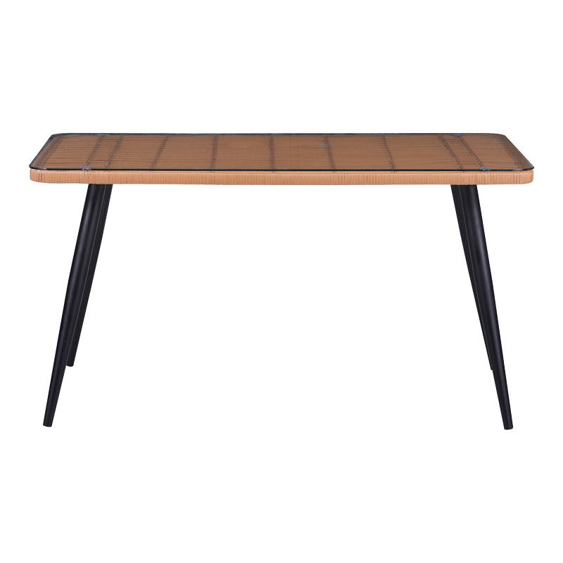 Masa dining Naoki, Sticla-Ratan, Lemn, Natur, 140x80x78 cm, imagine suplimentara