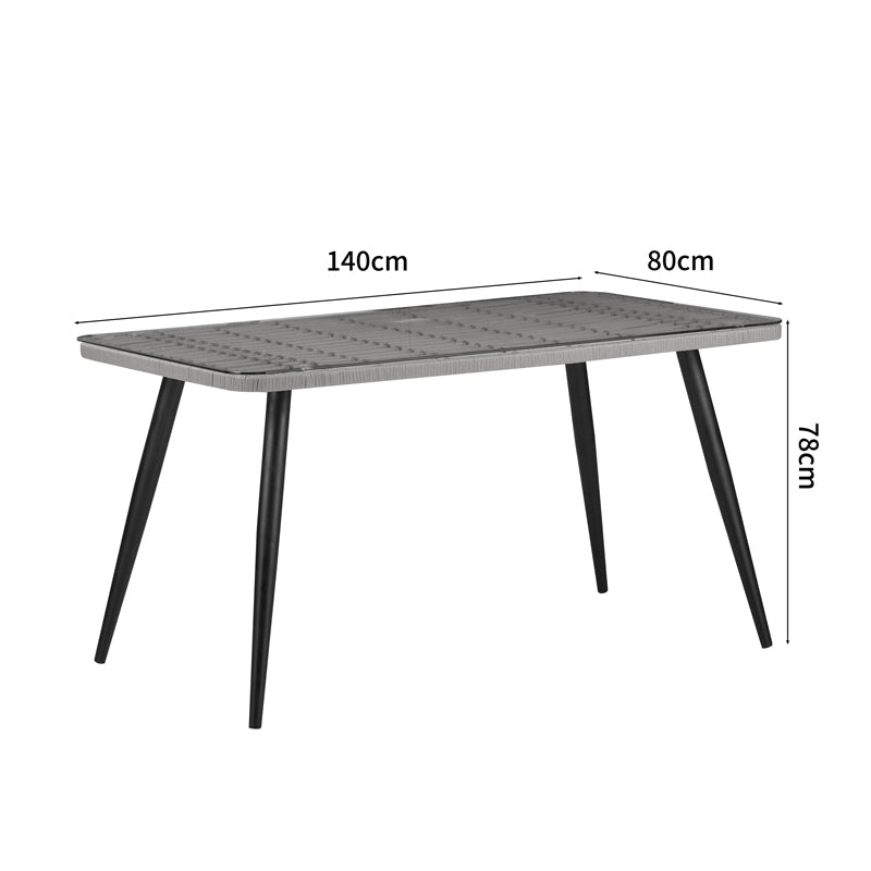 Masa dining Naoki, Sticla-Ratan, Lemn, Natur, 140x80x78 cm, foto produs 6
