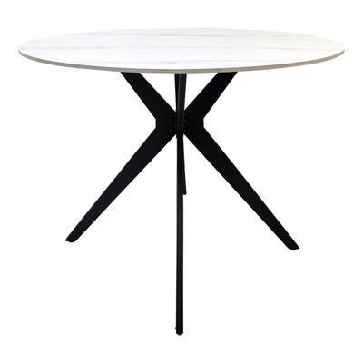 Masa dining Orbital, Piatra sinterizata, Alb marmurat-Negru, D100x76 cm, detaliu produs