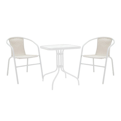 mobilier de gradina Masa dining Watson-Obbi, Alb, 70x70x70 cm