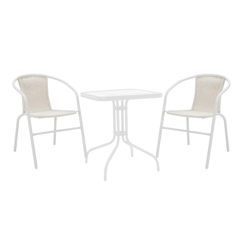 mobilier de gradina Masa dining Watson-Obbi, Alb, 70x70x70 cm