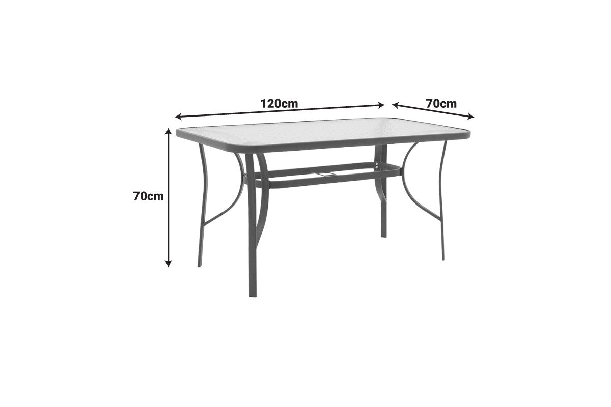 Masa Ensure antracit sticla temperata metal, 120x70x70 cm