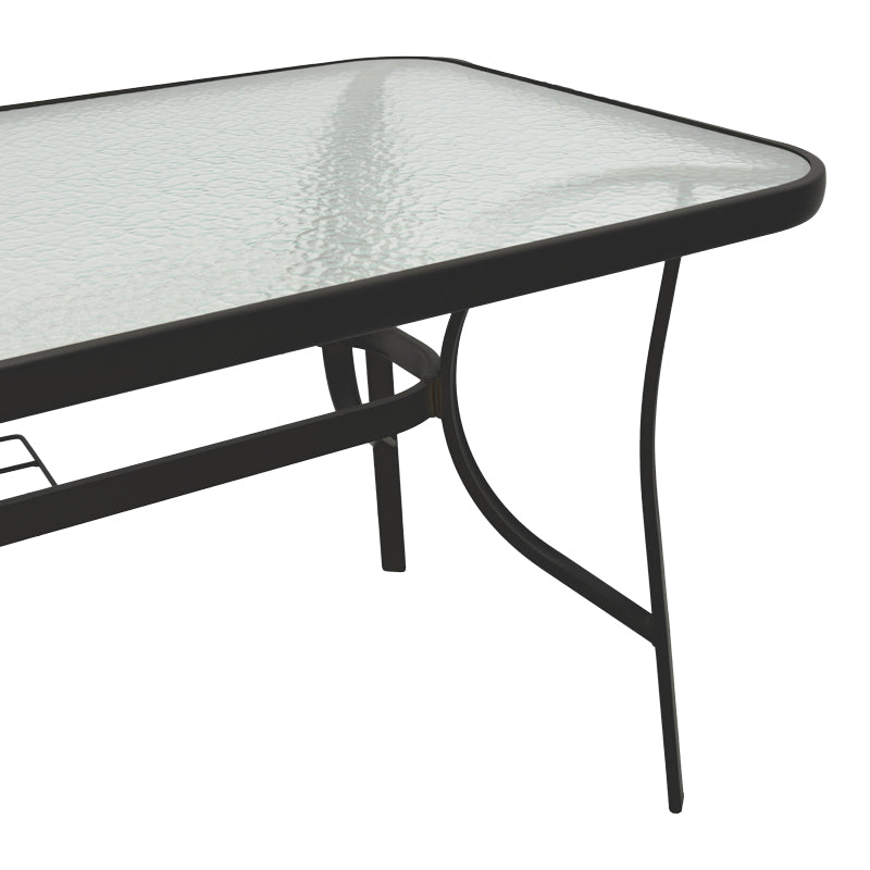 Masa Ensure metalica cu blat din sticla, neagra, 140x80x70 cm, foto produs