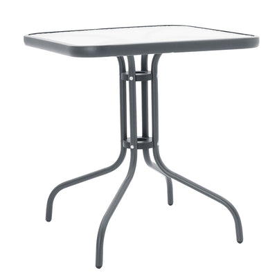 mobilier de gradina Masa exterior Watson din metal gri inchis - sticla 70x70x70 cm