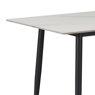 Masa Gustas piatra sinterizata alb cu metal, negru, 160x80x75 cm, imagine suplimentara