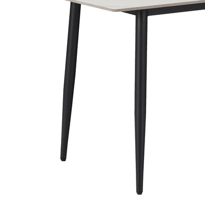 Masa Gustas piatra sinterizata alb cu metal, negru, 160x80x75 cm, detaliu produs