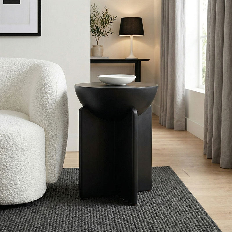 Masă laterală din lemn masiv de mango Jenby, stil modern, albă, 40x50 cm - BLACK