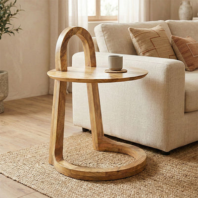 masuta de cafea Masă laterală cu design natural Kallos, Lemn de Mango, 45x45x60 cm