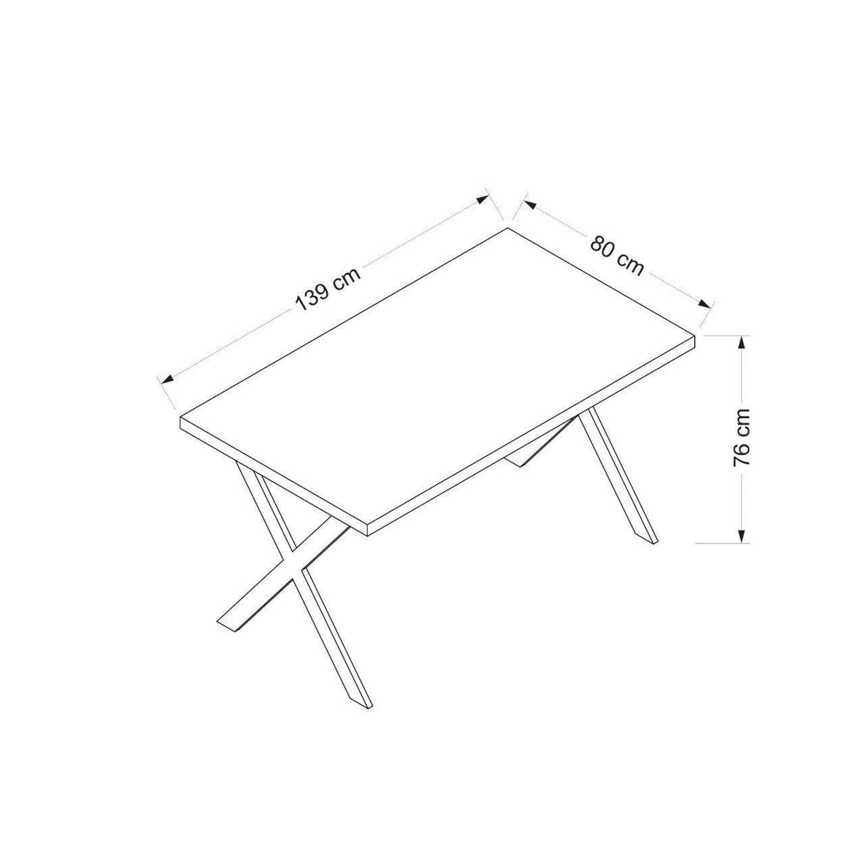 Masă Les, Alb, 139x76x80 cm