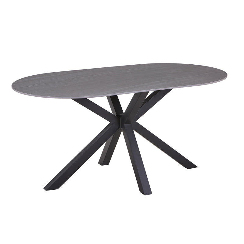 Masa Makrey ceramica marmura gri metal, negru, 160x90x75 cm