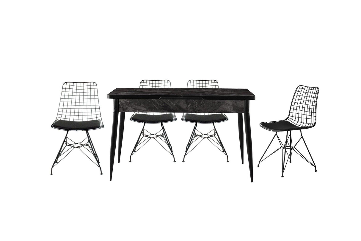 Masă Metal Kelebek 1242, Negru, 130x79x80 cm