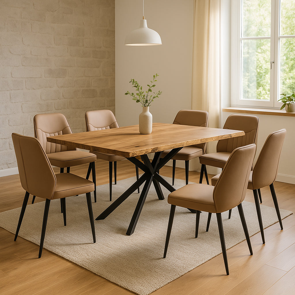 Masa Miles din lemn de salcam solid cu grosimea de 4-4 cm, Natural, 180x90x76 cm