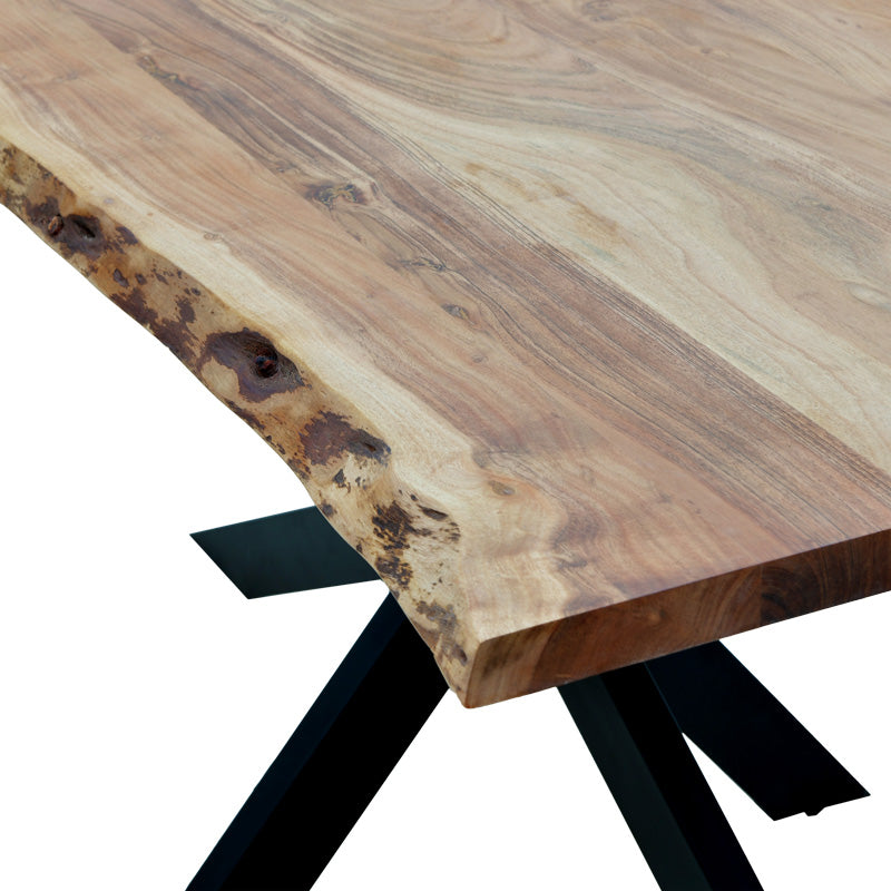 Masa Miles din lemn de salcam solid cu grosimea de 4-4 cm, Natural, 180x90x76 cm