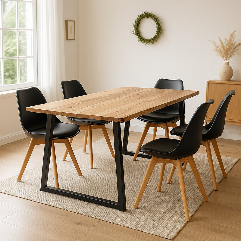 Masa Miles Slim din lemn de salcam solid cu aspect, Natural, 160x90x76 cm, imagine suplimentara