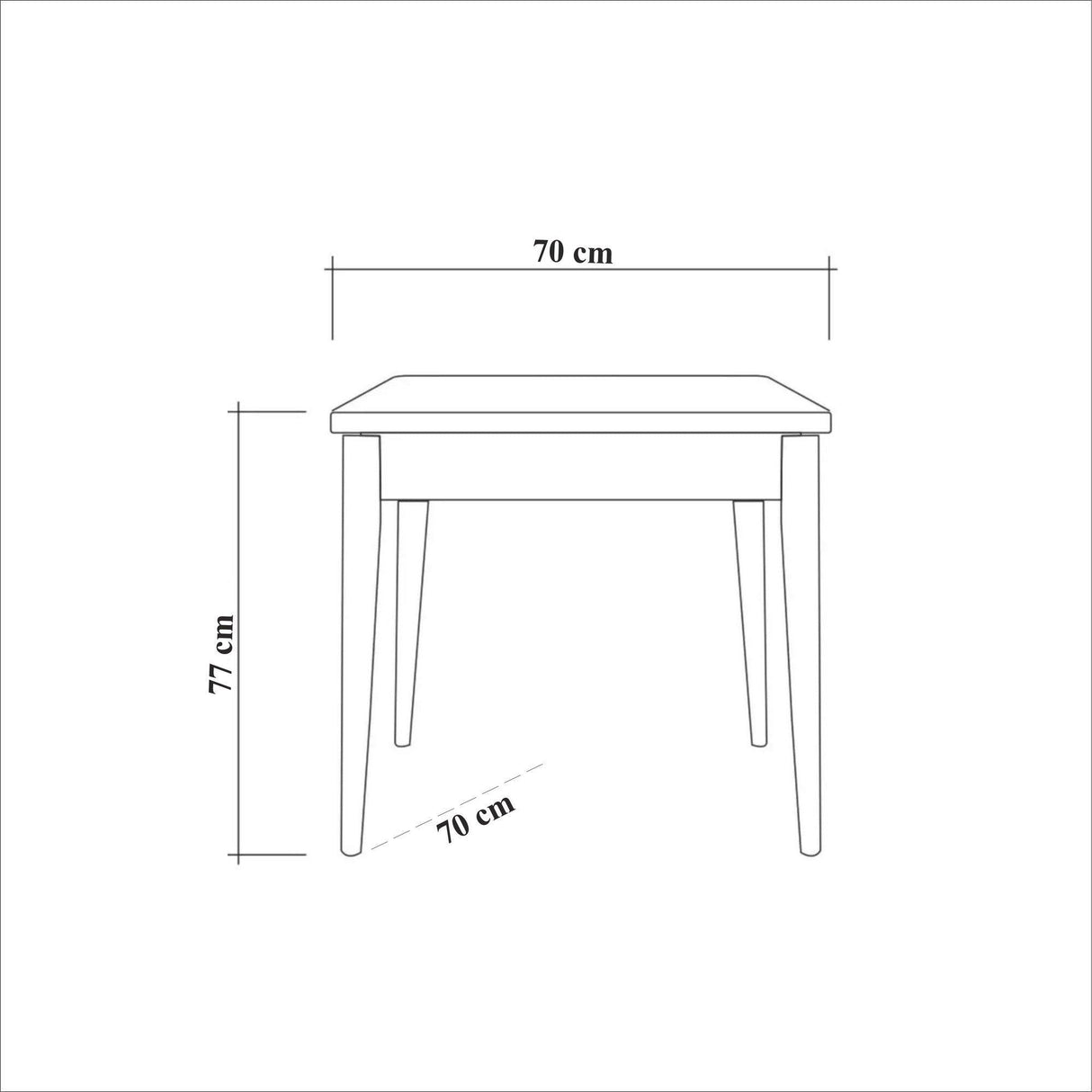 Masă Oliver Kare - Black Barok Dining Table, Negru, 77x70x70 cm