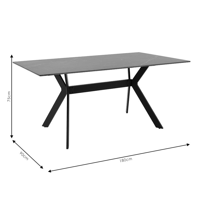 Masa Olivet, neagra, 180x90x75 cm