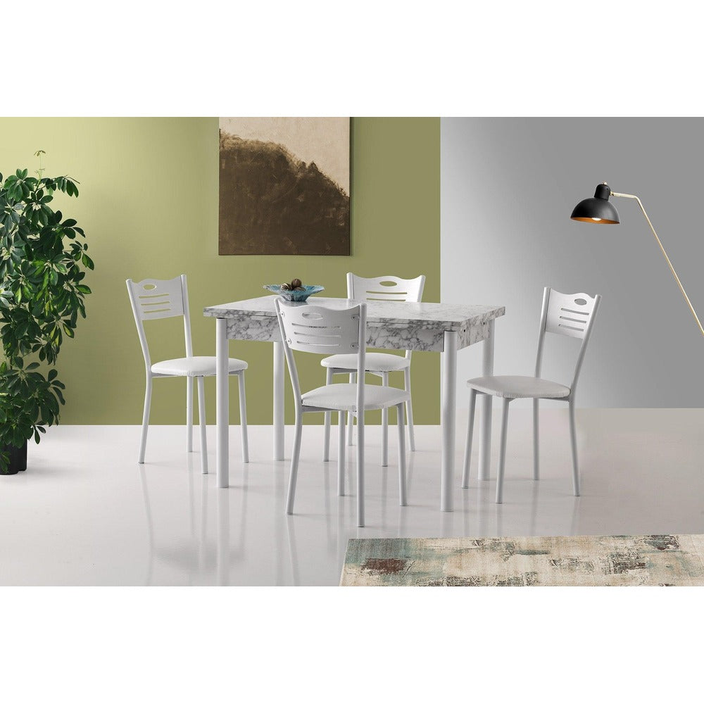 Masă Polo Dining Table, Nuc, 110x75x70 cm - Alb Gri