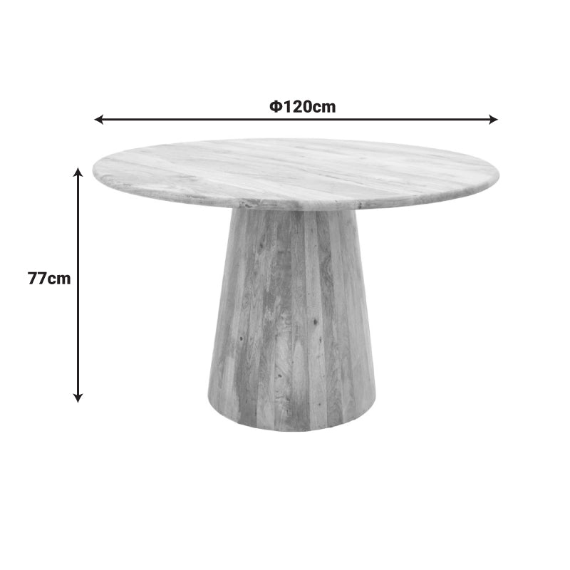 Masa Rahma I cu blat solid, lemn de mango, Natural, D120x77 cm