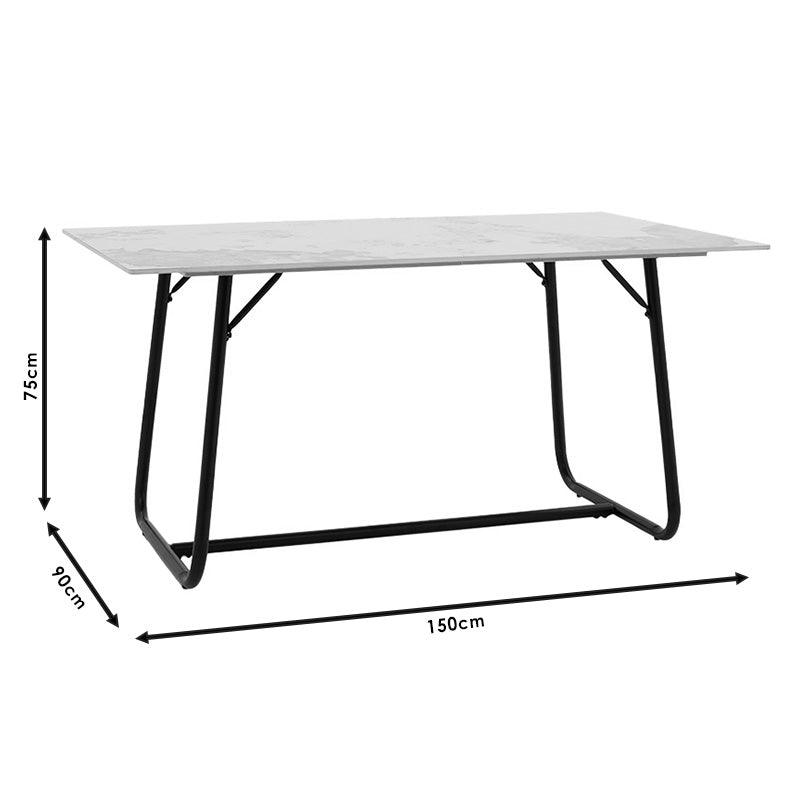 Masa Revello alba, neagra, 150x90x75 cm - Negru