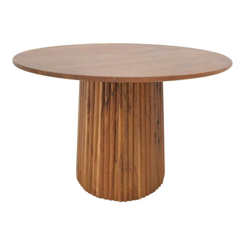 Masa rotunda din lemn masiv de acacia Tully, Lemn de Acacia, Natur, D120x75 cm - Nuc