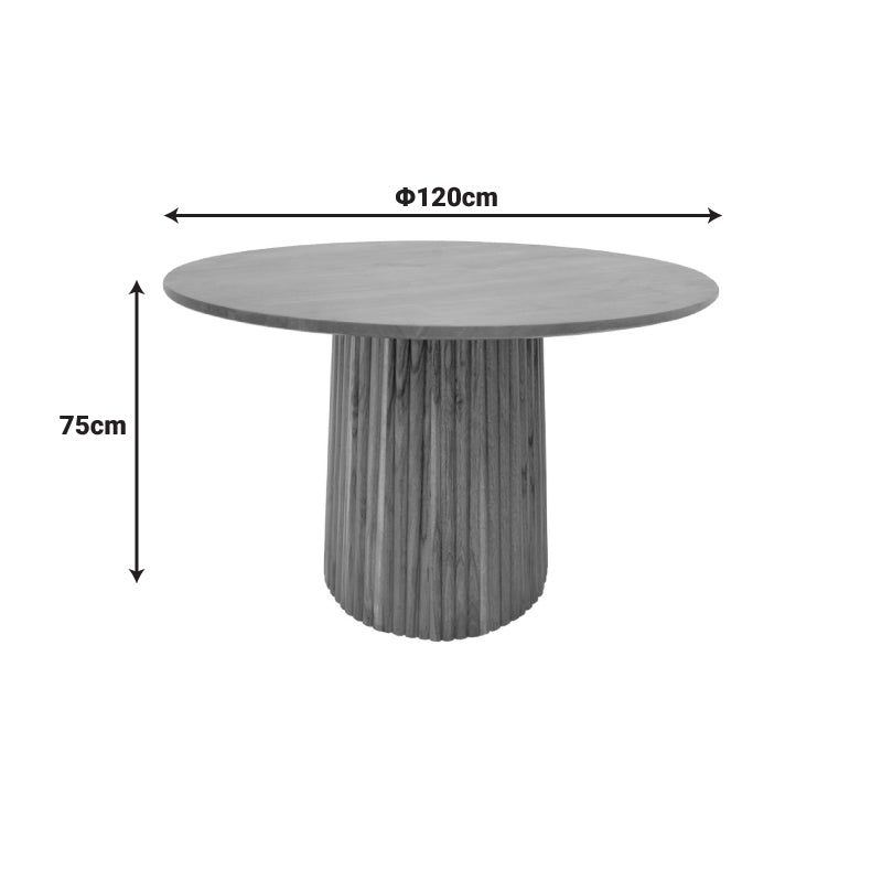 Masa rotunda din lemn masiv de acacia Tully, Lemn de Acacia, Natur, D120x75 cm - Nuc