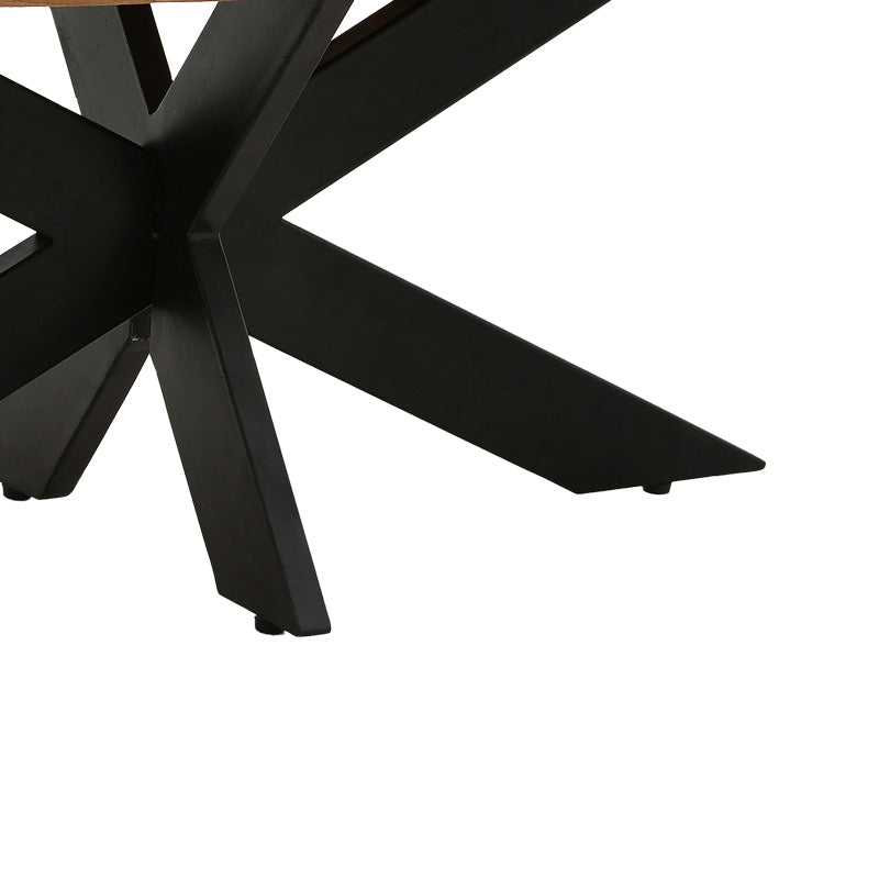 Masa rotunda din lemn de mango solid Royalty I, lemn Natural și metal, negru, D130x77 cm