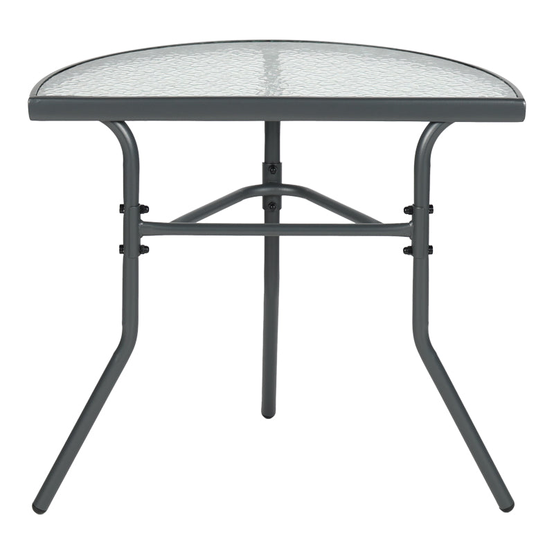 Masă semicirculară cu funcție Bion, Sticlă-metal, gri închis, 70x40x65 cm - Gri