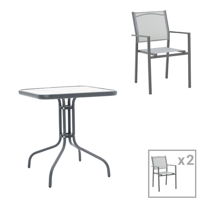 mobilier de gradina Masa Watson-Confidence set 3 metal gri 70x70x70 cm